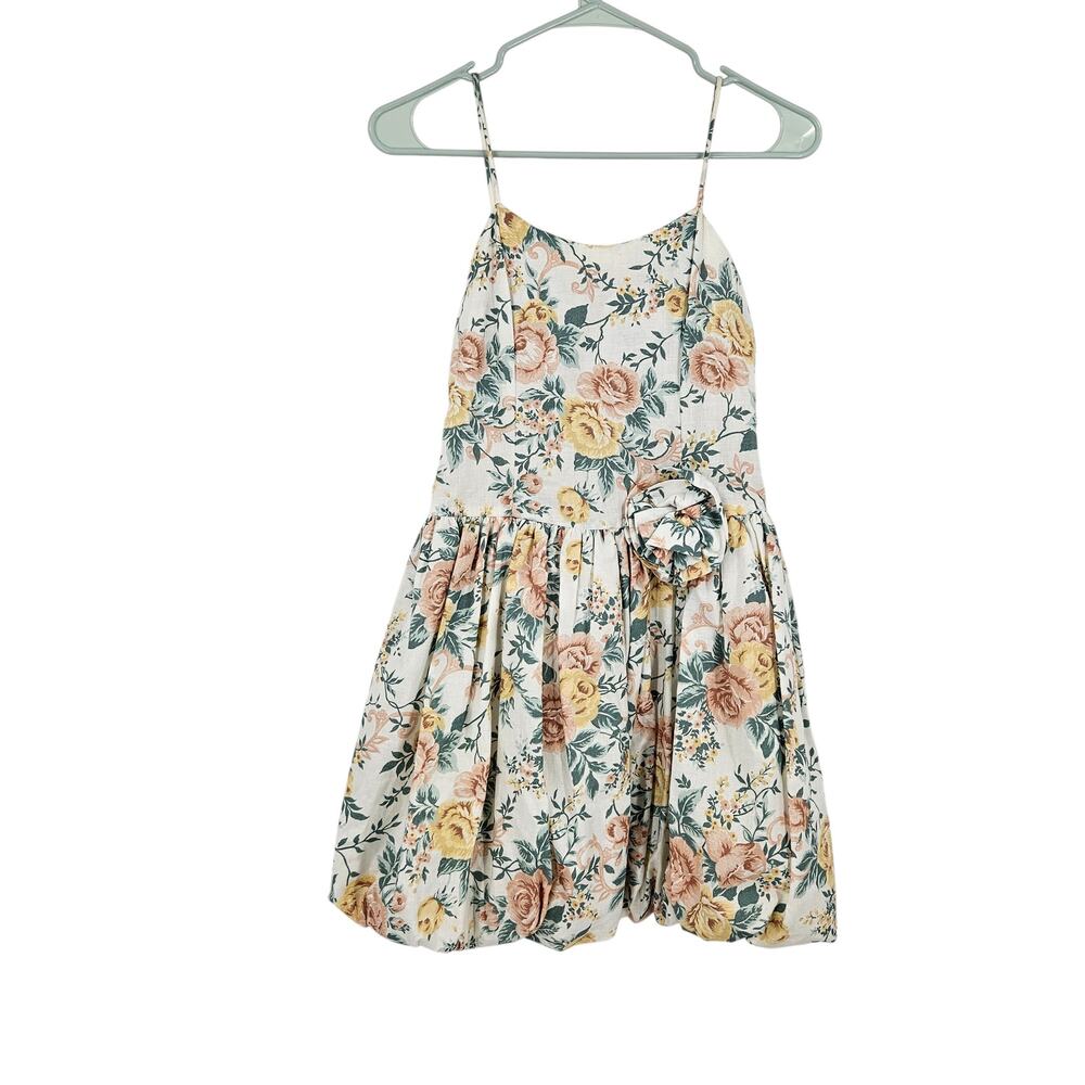 Jessica Mcclintock Gunne Sax Mini Bubble Dress White Floral Cottagecore Size 6